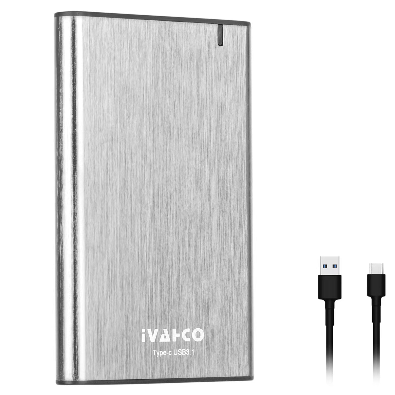 IVAHCO 500GB Type-C USB3.1 2.5 HDD External Case Brushed Metal Solid State Drive Enclosure with Indicator Black IVAHCO 500GB Type-C USB3.1 2.5 HDD External Case Brushed Metal Solid State Drive Enclosure with Indicator Black